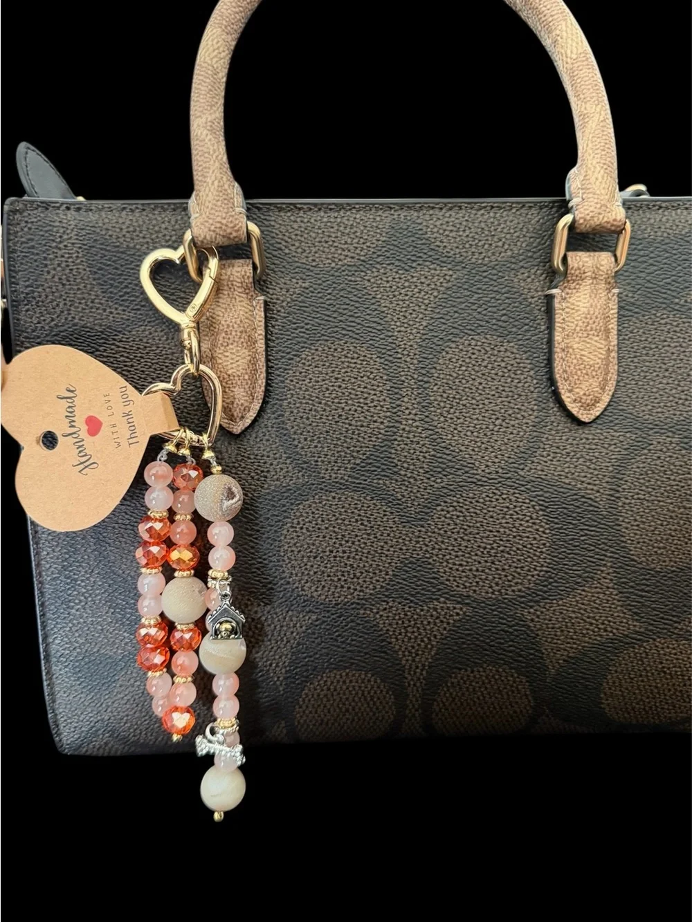 Pink/Orange Beaded Keychain